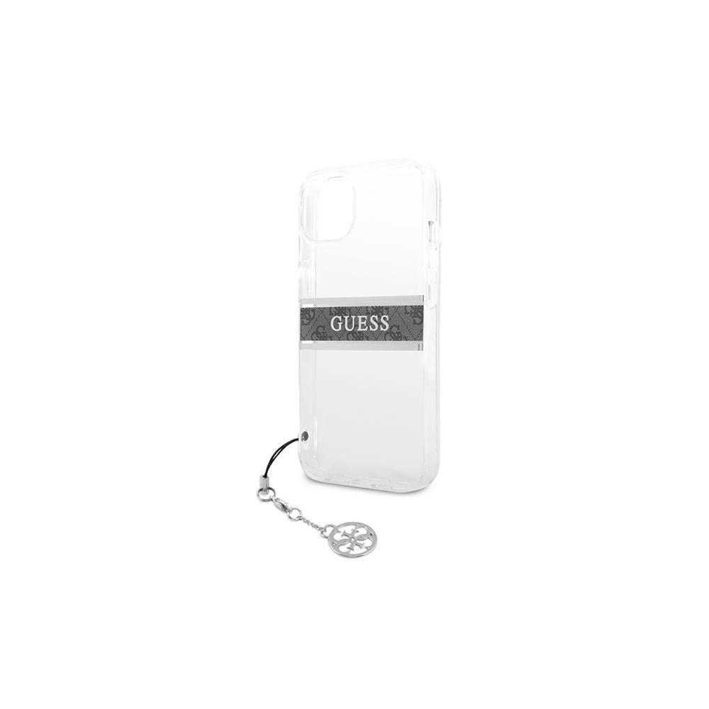 Wholesale Guess GUHCP13MKB4GGR Apple iPhone 13 Transparent hardcase 4G Grey Strap Charm - GUE1314CL - {ean13} - Hurt