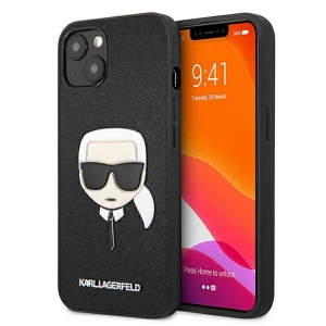 Karl Lagerfeld KLHCP13MSAKHBK Apple iPhone 13 black hardcase Saffiano Ikonik Karl`s Head