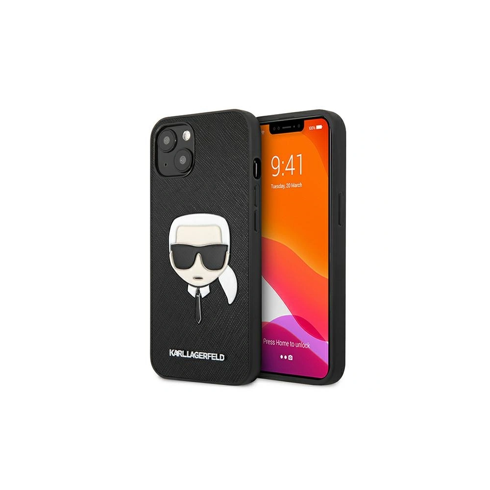 Wholesale Karl Lagerfeld KLHCP13MSAKHBK Apple iPhone 13 black hardcase Saffiano Ikonik Karl`s Head - KLD674BLK - {ean13} - Hurt