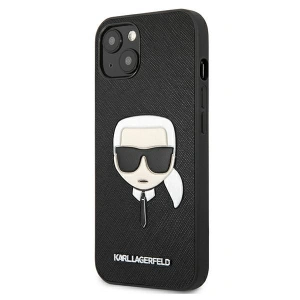 Karl Lagerfeld KLHCP13MSAKHBK Apple iPhone 13 black hardcase Saffiano Ikonik Karl`s Head