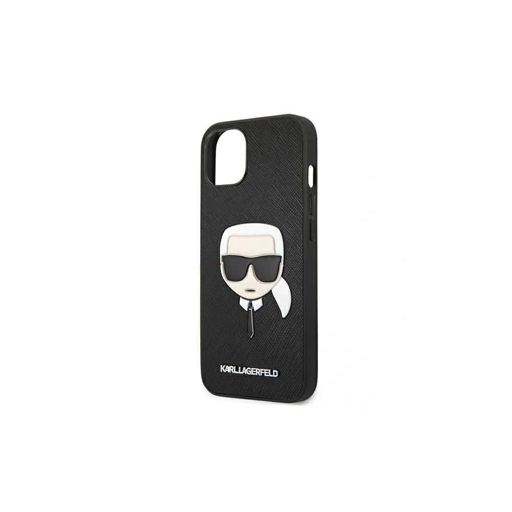 Wholesale Karl Lagerfeld KLHCP13MSAKHBK Apple iPhone 13 black hardcase Saffiano Ikonik Karl`s Head - KLD674BLK - {ean13} - Hurt