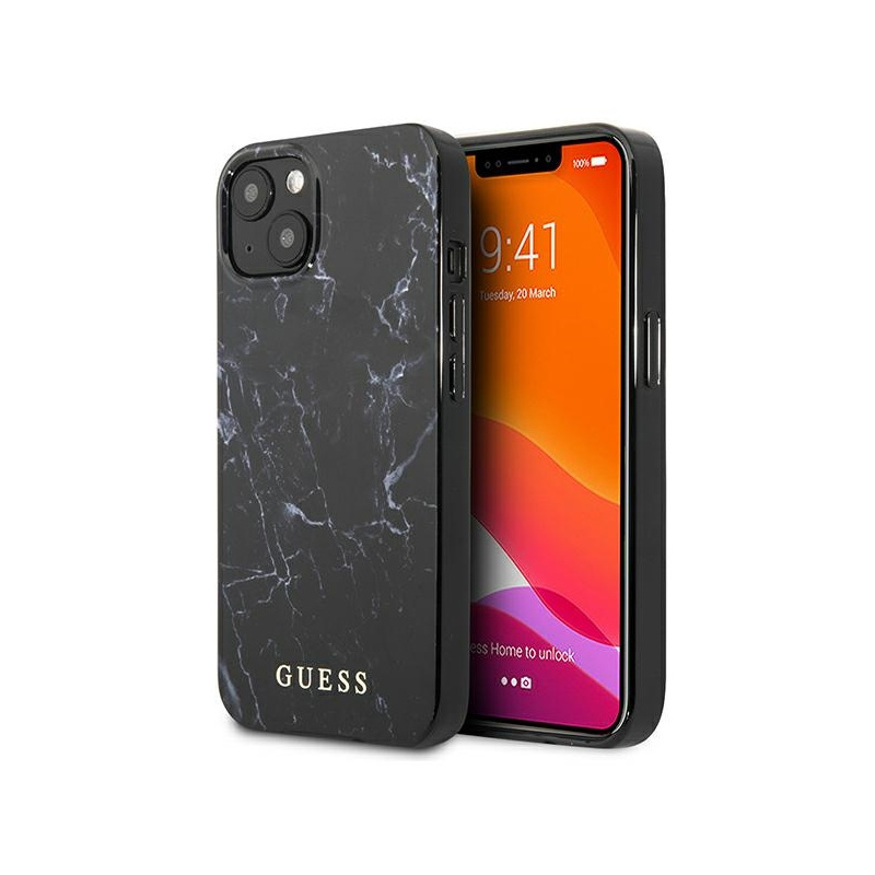 Guess Distributor - 3666339033521 - GUE1319BLK - Guess GUHCP13MPCUMABK Apple iPhone 13 black hardcase Marble - B2B homescreen