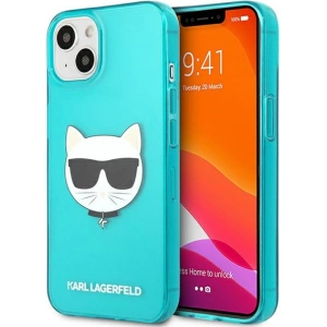 Etui Karl Lagerfeld KLHCP13SCHTRB Apple iPhone 13 mini modré/blue hardcase Glitter Choupette Fluo