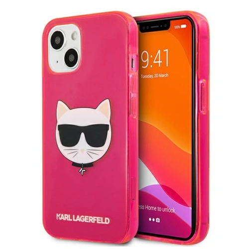 Etui Karl Lagerfeld KLHCP13SCHTRP Apple iPhone 13 mini różowy/pink hardcase Glitter Choupette Fluo