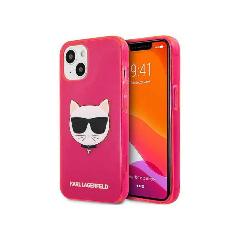 Karl Lagerfeld Distributor - 3666339027810 - KLD681PNK - Karl Lagerfeld KLHCP13SCHTRP Apple iPhone 13 mini pink hardcase Glitter Choupette Fluo - B2B homescreen