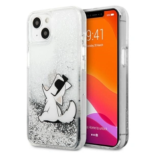Karl Lagerfeld KLHCP13SGCFS Apple iPhone 13 mini silver hardcase Liquid Glitter Choupette Fun