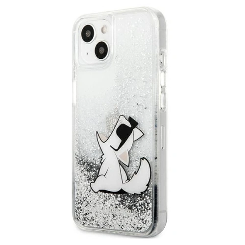 Etui Karl Lagerfeld KLHCP13SGCFS Apple iPhone 13 mini srebrny/silver hardcase Liquid Glitter Choupette Fun