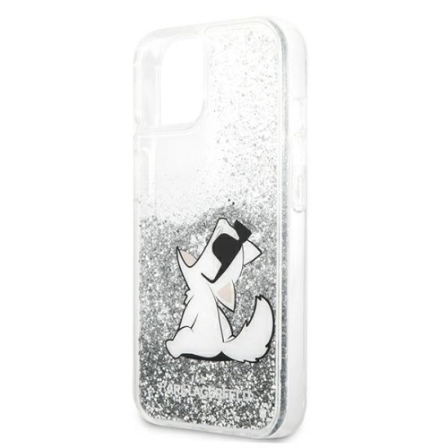 Etui Karl Lagerfeld KLHCP13SGCFS Apple iPhone 13 mini srebrny/silver hardcase Liquid Glitter Choupette Fun