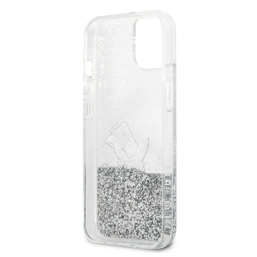 Etui Karl Lagerfeld KLHCP13SGCFS Apple iPhone 13 mini srebrny/silver hardcase Liquid Glitter Choupette Fun