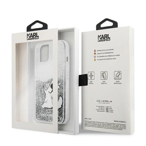 Etui Karl Lagerfeld KLHCP13SGCFS Apple iPhone 13 mini srebrny/silver hardcase Liquid Glitter Choupette Fun