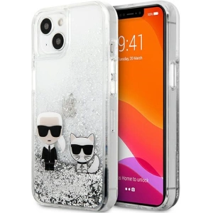 Etui Karl Lagerfeld KLHCP13SGKCS Apple iPhone 13 mini stříbrný/silver hardcase Liquid Glitter Karl&Choupette