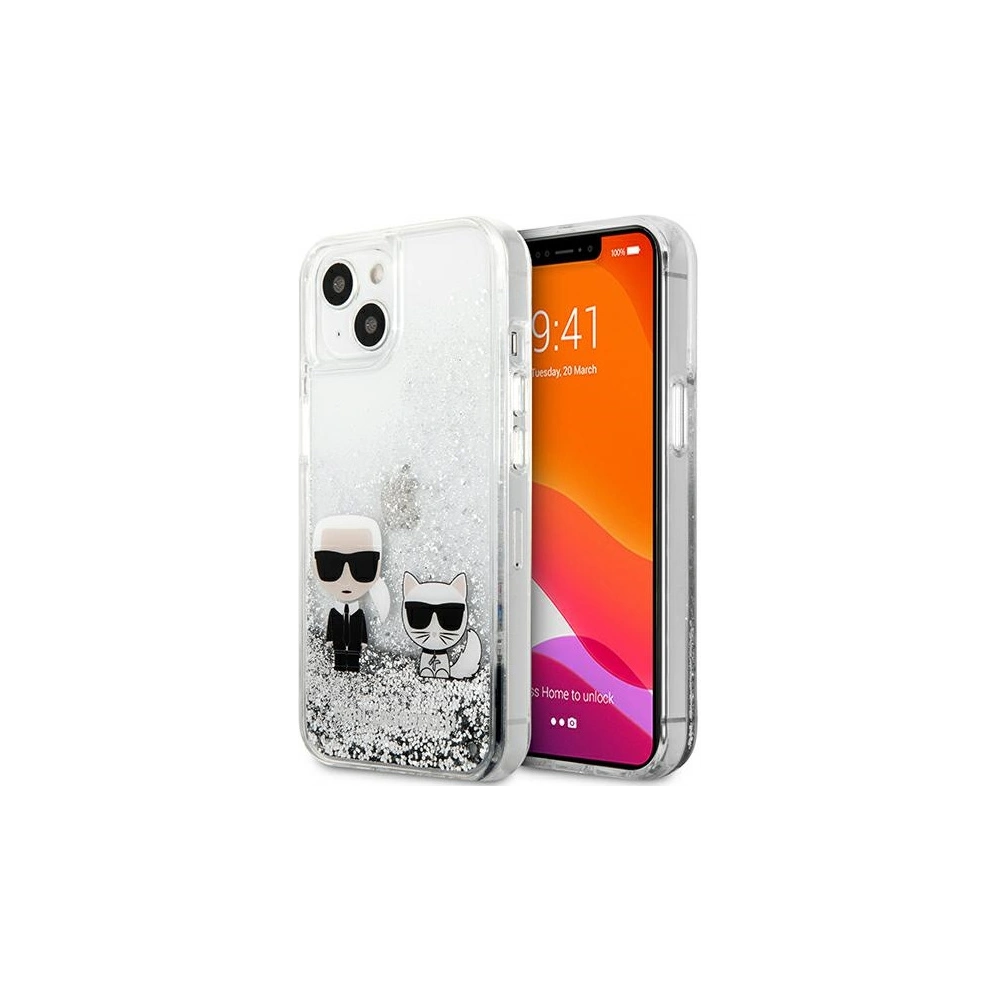 Hurtownia GSM - Etui Karl Lagerfeld KLHCP13SGKCS Apple iPhone 13 mini srebrny/silver hardcase Liquid Glitter Karl&Choupette - KLD683SLV - {ean13} - Hurt