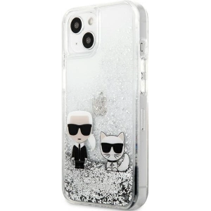 Karl Lagerfeld KLHCP13SGKCS Apple iPhone 13 mini silver hardcase Liquid Glitter Karl&Choupette