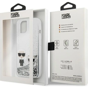 Etui Karl Lagerfeld KLHCP13SGKCS Apple iPhone 13 mini srebrny/silver hardcase Liquid Glitter Karl&Choupette