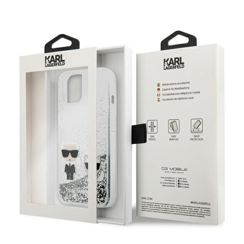Etui Karl Lagerfeld KLHCP13SGKCS Apple iPhone 13 mini srebrny/silver hardcase Liquid Glitter Karl&Choupette