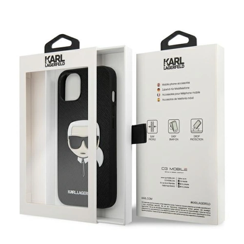 Etui Karl Lagerfeld KLHCP13SSAKHBK Apple iPhone 13 mini czarny/black hardcase Saffiano Ikonik Karl`s Head