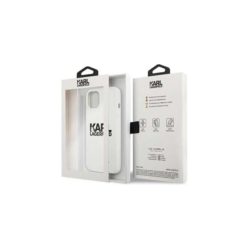 Hurtownia GSM - Etui Karl Lagerfeld KLHCP13SSLKLWH Apple iPhone 13 mini Silicone Stack Logo biały/white - KLD687WHT - {ean13} - Hurt