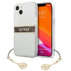 Etui Guess GUHCP13SKB4GBR Apple iPhone 13 mini Transparent hardcase 4G Brown Strap Charm