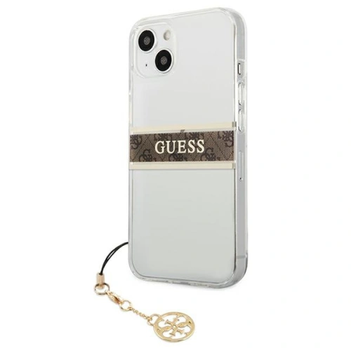 Etui Guess GUHCP13SKB4GBR Apple iPhone 13 mini Transparent hardcase 4G Brown Strap Charm