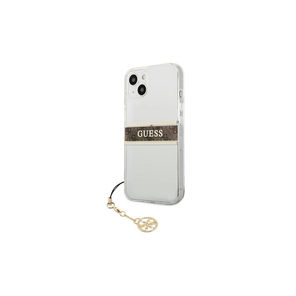 Hurtownia GSM - Etui Guess GUHCP13SKB4GBR Apple iPhone 13 mini Transparent hardcase 4G Brown Strap Charm - GUE1327CL - {ean13} - Hurt