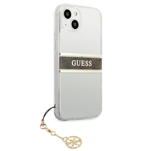 Kryt Guess GUHCP13SKB4GBR Apple iPhone 13 mini Transparent hardcase 4G Brown Strap Charm