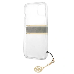 Hurtownia GSM - Case Guess GUHCP13SKB4GBR Apple iPhone 13 mini Transparent Hardcase 4G Brauner Strap Charm - GUE1327CL - {ean13} - Hurt