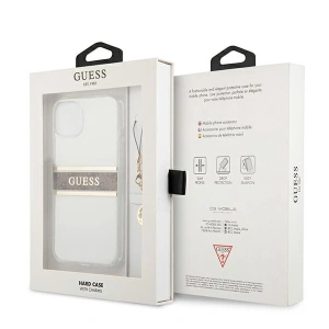 Hurtownia GSM - Case Guess GUHCP13SKB4GBR Apple iPhone 13 mini Transparent Hardcase 4G Brauner Strap Charm - GUE1327CL - {ean13} - Hurt