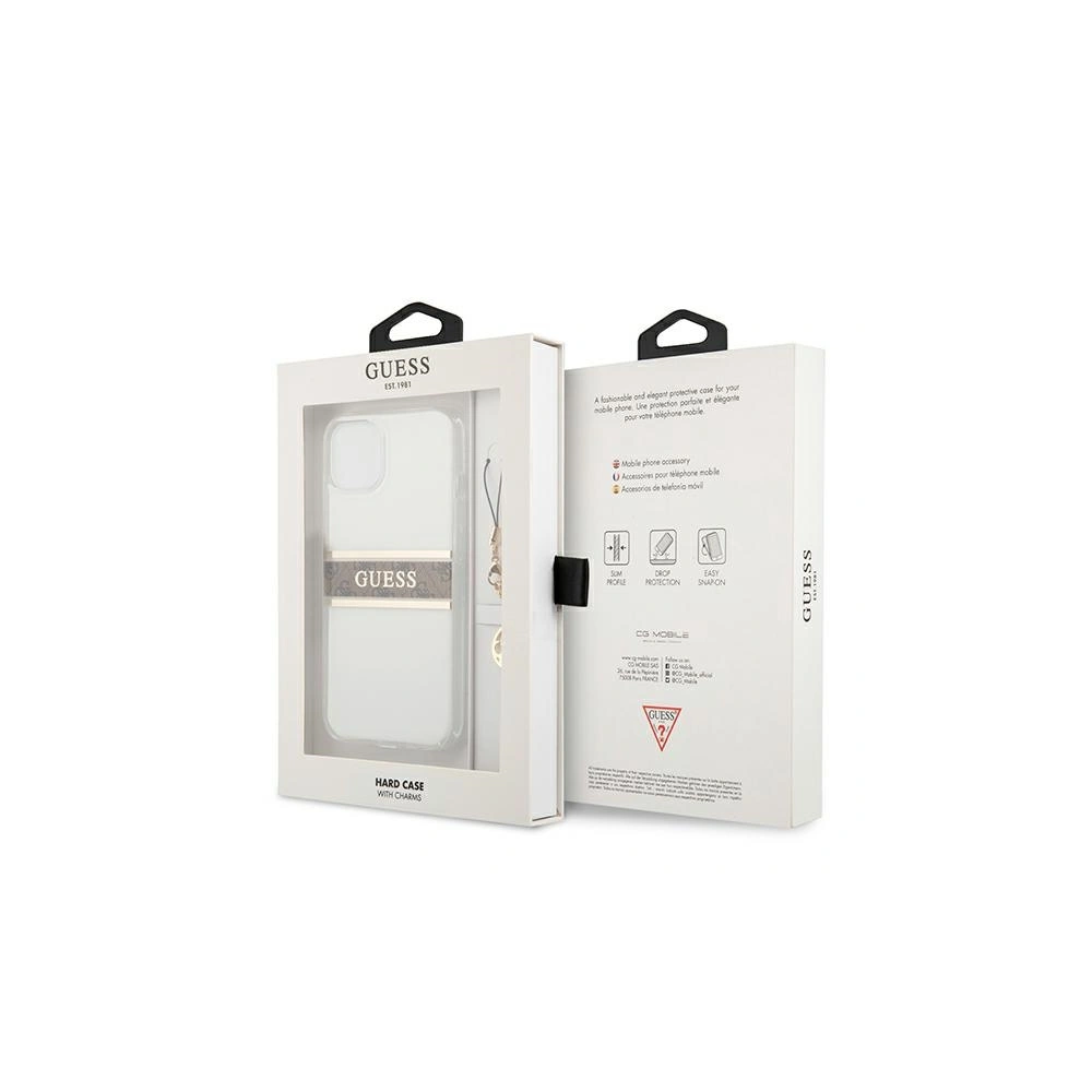 Hurtownia GSM - Etui Guess GUHCP13SKB4GBR Apple iPhone 13 mini Transparent hardcase 4G Brown Strap Charm - GUE1327CL - {ean13} - Hurt