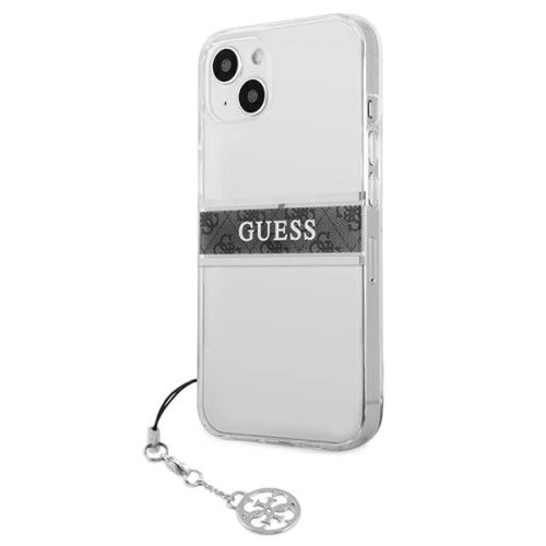 Etui Guess GUHCP13SKB4GGR Apple iPhone 13 mini Transparent hardcase 4G Grey Strap Charm