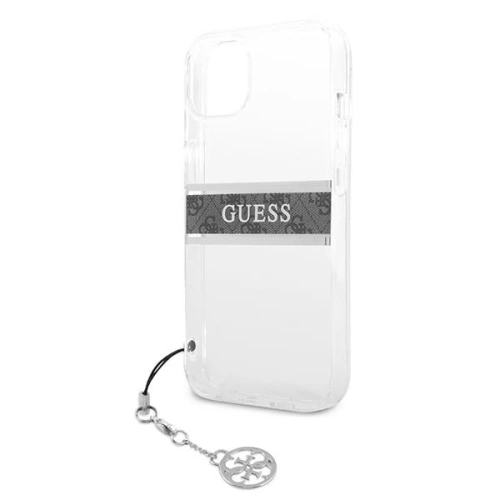 Etui Guess GUHCP13SKB4GGR Apple iPhone 13 mini Transparent hardcase 4G Grey Strap Charm