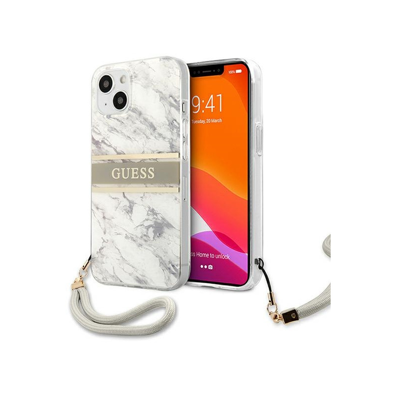 Guess Distributor - 3666339023034 - GUE1329GRY - Guess GUHCP13SKMABGR Apple iPhone 13 mini grey hardcase Marble Strap Collection - B2B homescreen