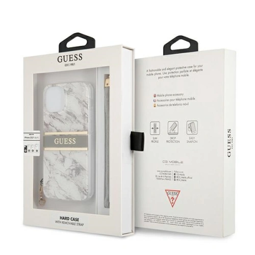 Etui Guess GUHCP13SKMABGR Apple iPhone 13 mini szary/grey hardcase Marble Strap Collection