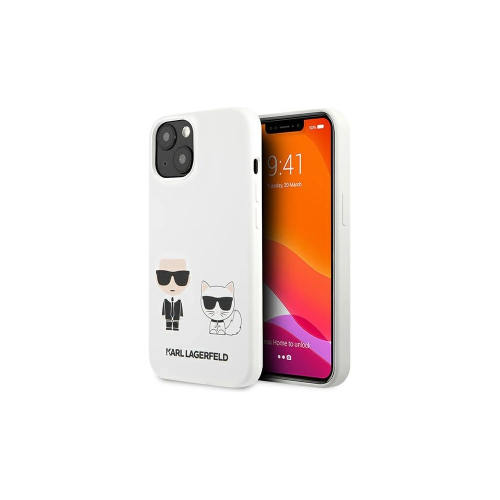Hurtownia GSM - Etui Karl Lagerfeld KLHCP13SSSKCW Apple iPhone 13 mini hardcase biały/white Silicone Karl & Choupette - KLD689WHT - {ean13} - Hurt