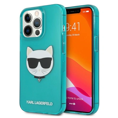 Etui Karl Lagerfeld KLHCP13XCHTRB Apple iPhone 13 Pro Max niebieski/blue hardcase Glitter Choupette Fluo