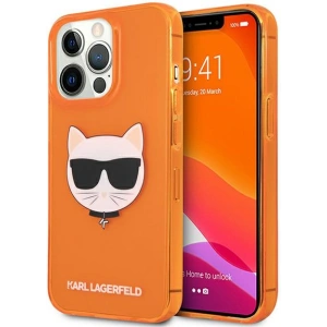 Etui Karl Lagerfeld KLHCP13XCHTRO Apple iPhone 13 Pro Max pomarańczowy/orange hardcase Glitter Choupette Fluo