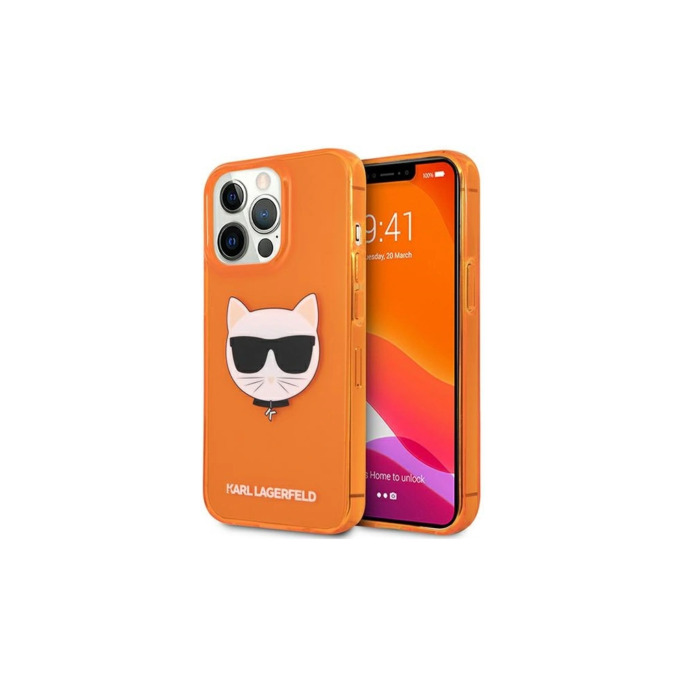Hurtownia GSM - Etui Karl Lagerfeld KLHCP13XCHTRO Apple iPhone 13 Pro Max pomarańczowy/orange hardcase Glitter Choupette Fluo - KLD691ORG - {ean13} - Hurt