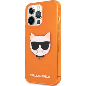Etui Karl Lagerfeld KLHCP13XCHTRO Apple iPhone 13 Pro Max pomarańczowy/orange hardcase Glitter Choupette Fluo
