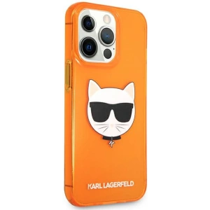 Etui Karl Lagerfeld KLHCP13XCHTRO Apple iPhone 13 Pro Max pomarańczowy/orange hardcase Glitter Choupette Fluo
