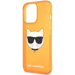Etui Karl Lagerfeld KLHCP13XCHTRO Apple iPhone 13 Pro Max pomarańczowy/orange hardcase Glitter Choupette Fluo