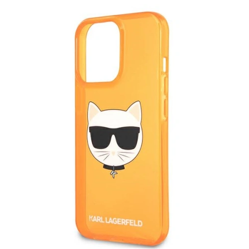 Etui Karl Lagerfeld KLHCP13XCHTRO Apple iPhone 13 Pro Max pomarańczowy/orange hardcase Glitter Choupette Fluo