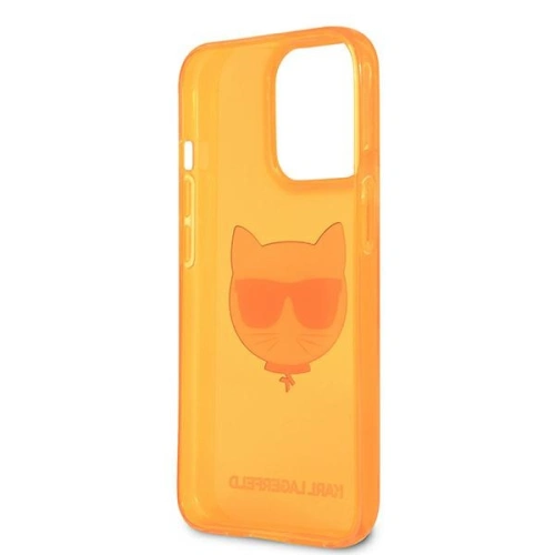 Etui Karl Lagerfeld KLHCP13XCHTRO Apple iPhone 13 Pro Max pomarańczowy/orange hardcase Glitter Choupette Fluo