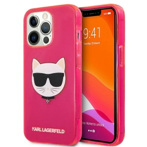 Etui Karl Lagerfeld KLHCP13XCHTRP Apple iPhone 13 Pro Max różowy/pink hardcase Glitter Choupette Fluo