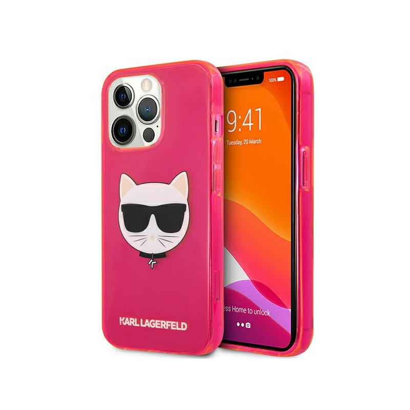 Karl Lagerfeld Distributor - 3666339027841 - KLD692PNK - Karl Lagerfeld KLHCP13XCHTRP Apple iPhone 13 Pro Max pink hardcase Glitter Choupette Fluo - B2B homescreen