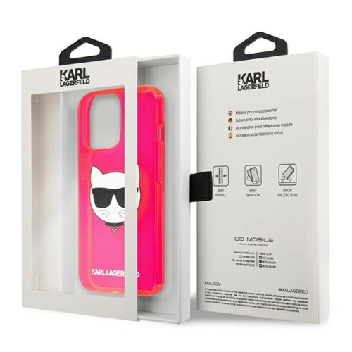 Etui Karl Lagerfeld KLHCP13XCHTRP Apple iPhone 13 Pro Max różowy/pink hardcase Glitter Choupette Fluo