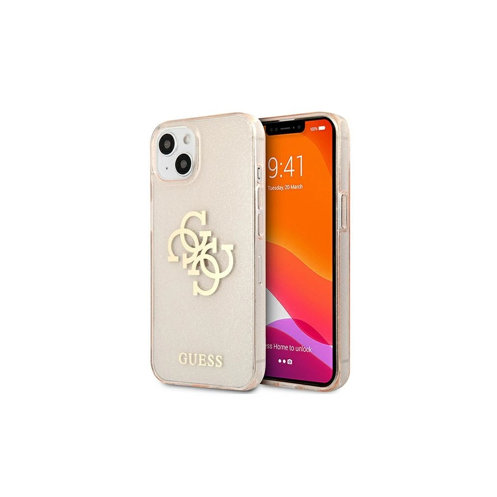 Wholesale Guess GUHCP13SPCUGL4GGO Apple iPhone 13 mini gold hard case Glitter 4G Big Logo - GUE1332GLD - {ean13} - Hurt