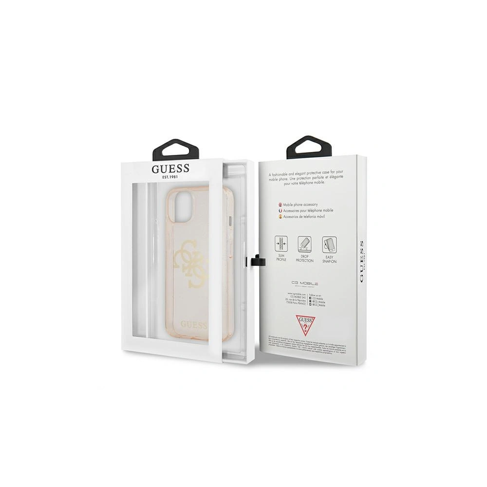 Hurtownia GSM - Case Guess GUHCP13SPCUGL4GGO Apple iPhone 13 mini gold/hartschale Glitzer 4G Big Logo - GUE1332GLD - {ean13} - Hurt