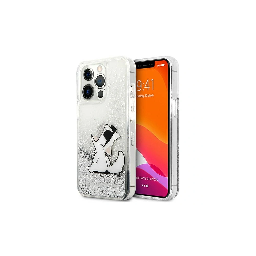 Hurtownia GSM - Etui Karl Lagerfeld KLHCP13XGCFS Apple iPhone 13 Pro Max srebrny/silver hardcase Liquid Glitter Choupette Fun - KLD693SLV - {ean13} - Hurt
