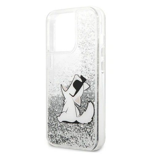 Etui Karl Lagerfeld KLHCP13XGCFS Apple iPhone 13 Pro Max srebrny/silver hardcase Liquid Glitter Choupette Fun