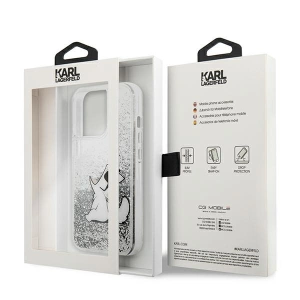 Etui Karl Lagerfeld KLHCP13XGCFS Apple iPhone 13 Pro Max srebrny/silver hardcase Liquid Glitter Choupette Fun
