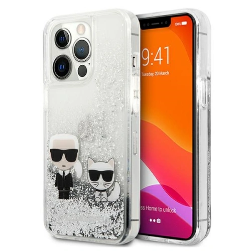 Etui Karl Lagerfeld KLHCP13XGKCS Apple iPhone 13 Pro Max srebrny/silver hardcase Liquid Glitter Karl&Choupette